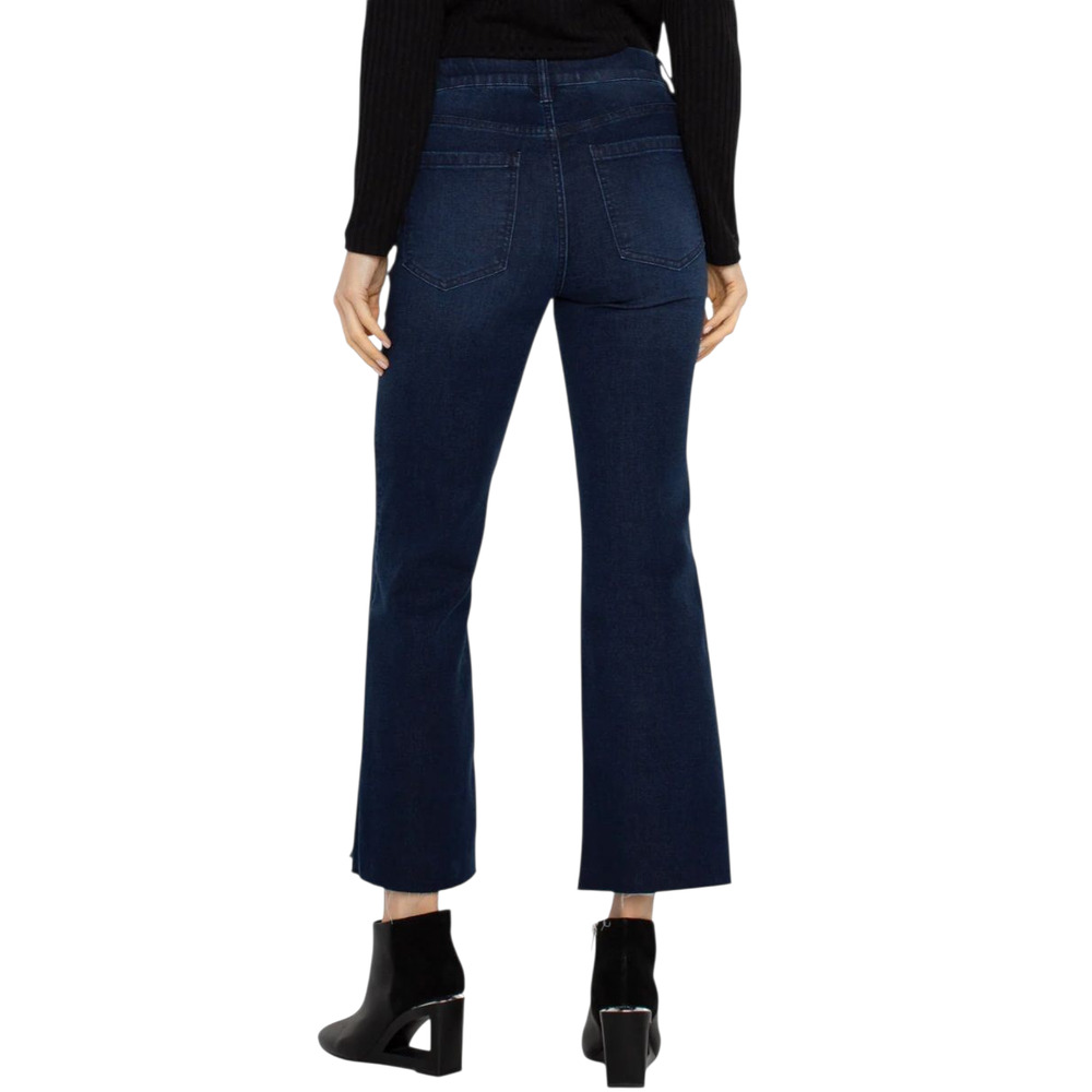 Liverpool Gia Glider Crop Jeans Pull On Split Raw Hem Flare Columbia Dark 26P - Picture 2 of 11